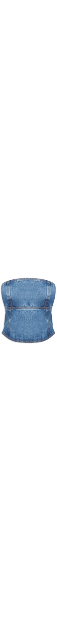 Top Corselet Jeans Sem Alça - Azul