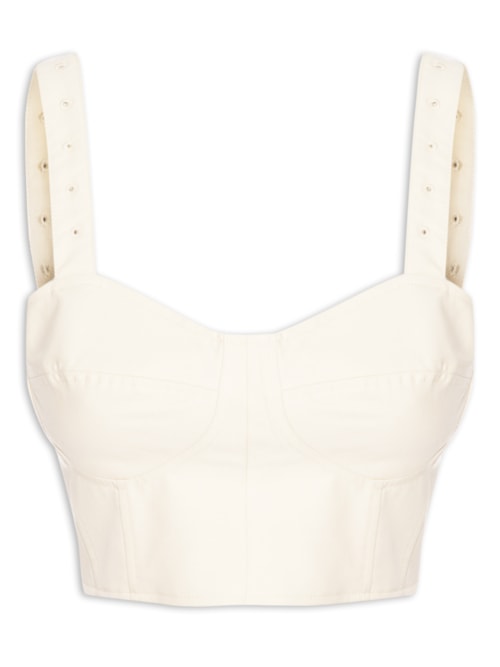 Top Corset Com Alça Bordada – Bege