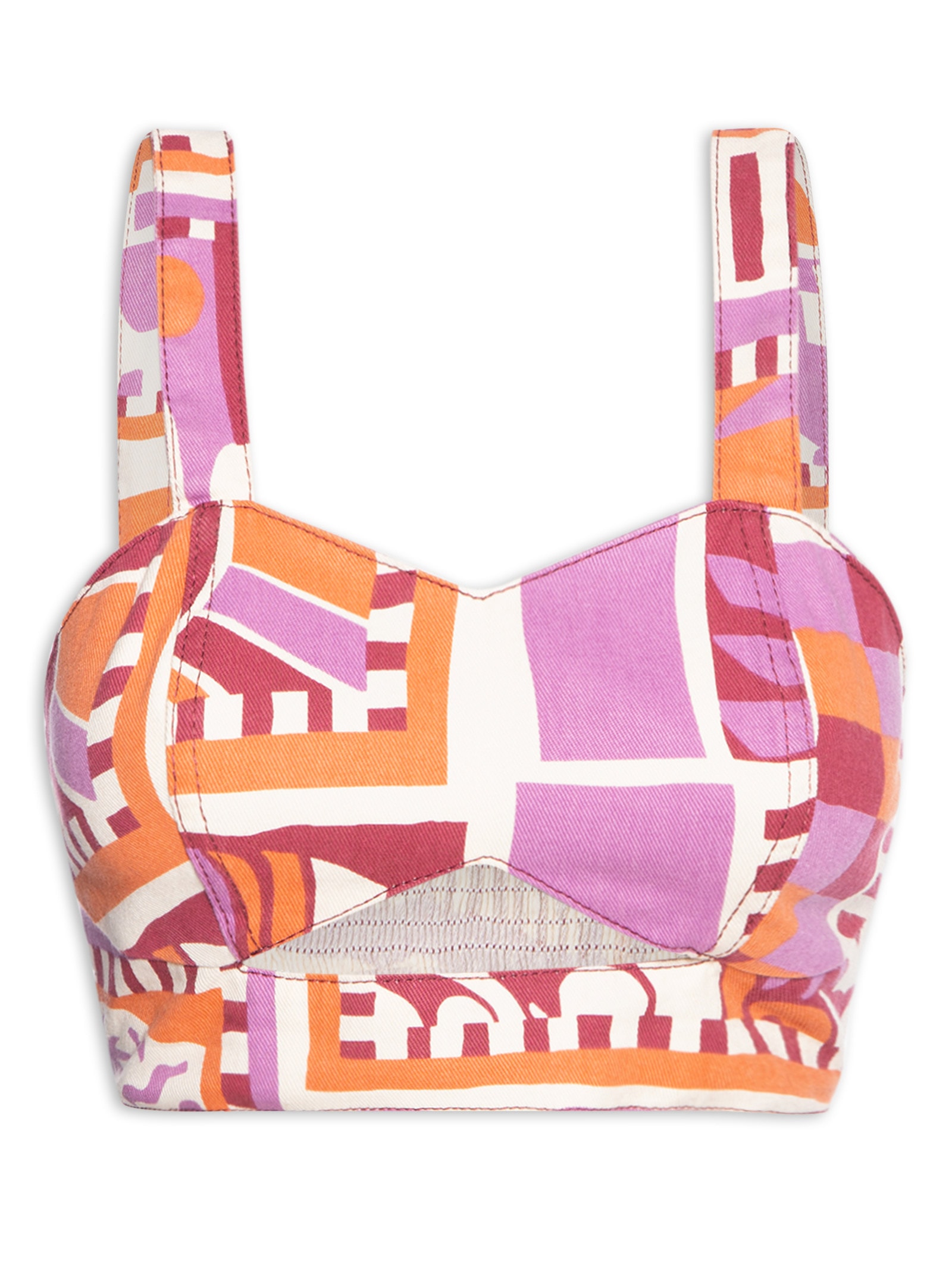 Top Cropped Abertura Decote Sarja Laranja Cacay