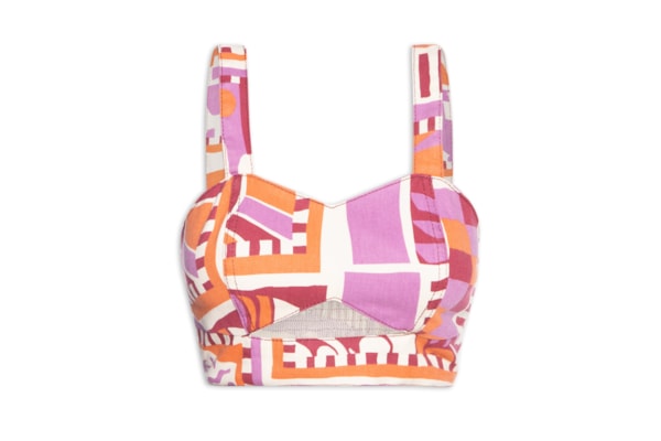 Top Cropped Abertura Decote Sarja - Laranja
