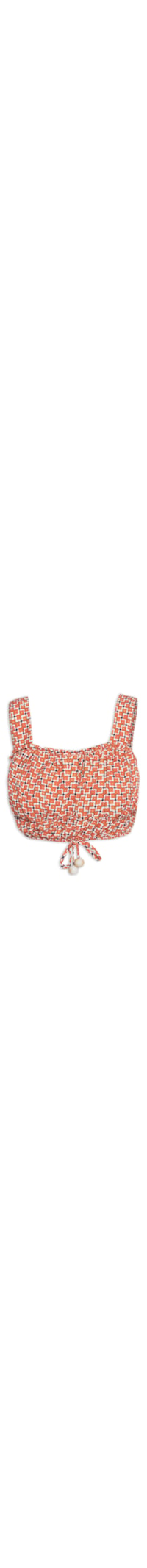 Top Cropped Alças Largas Estampa Floral - Laranja