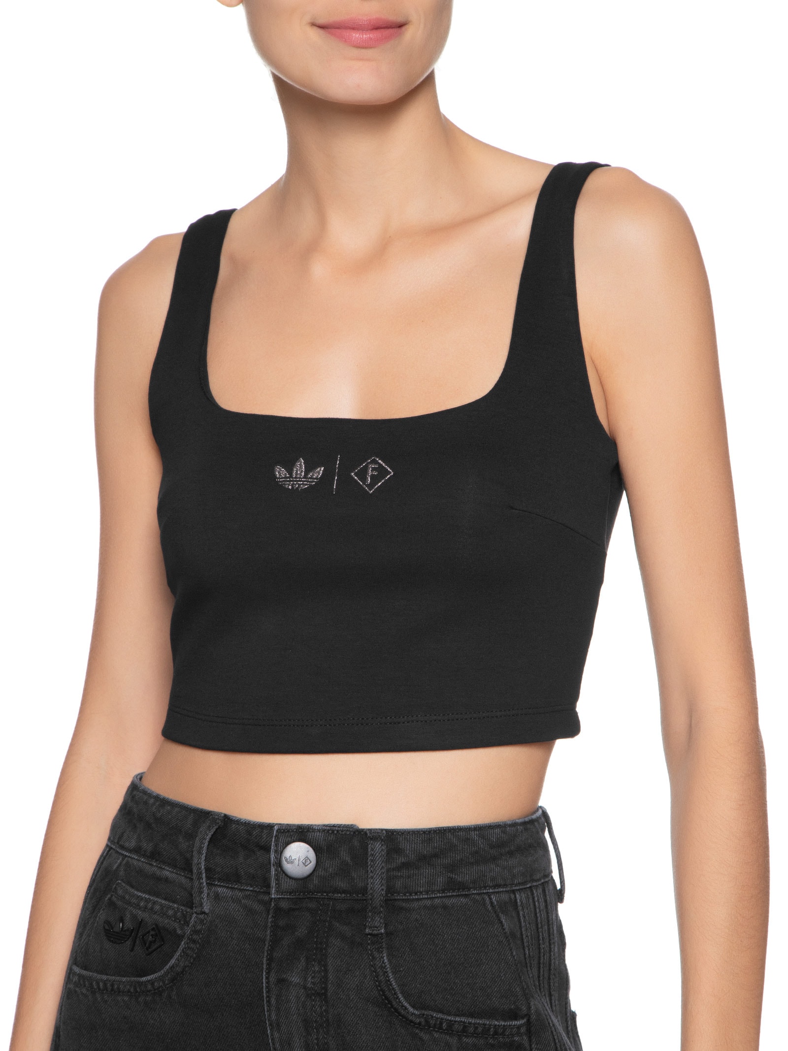 Top Cropped Bordado - Preto - Adidas X Forum