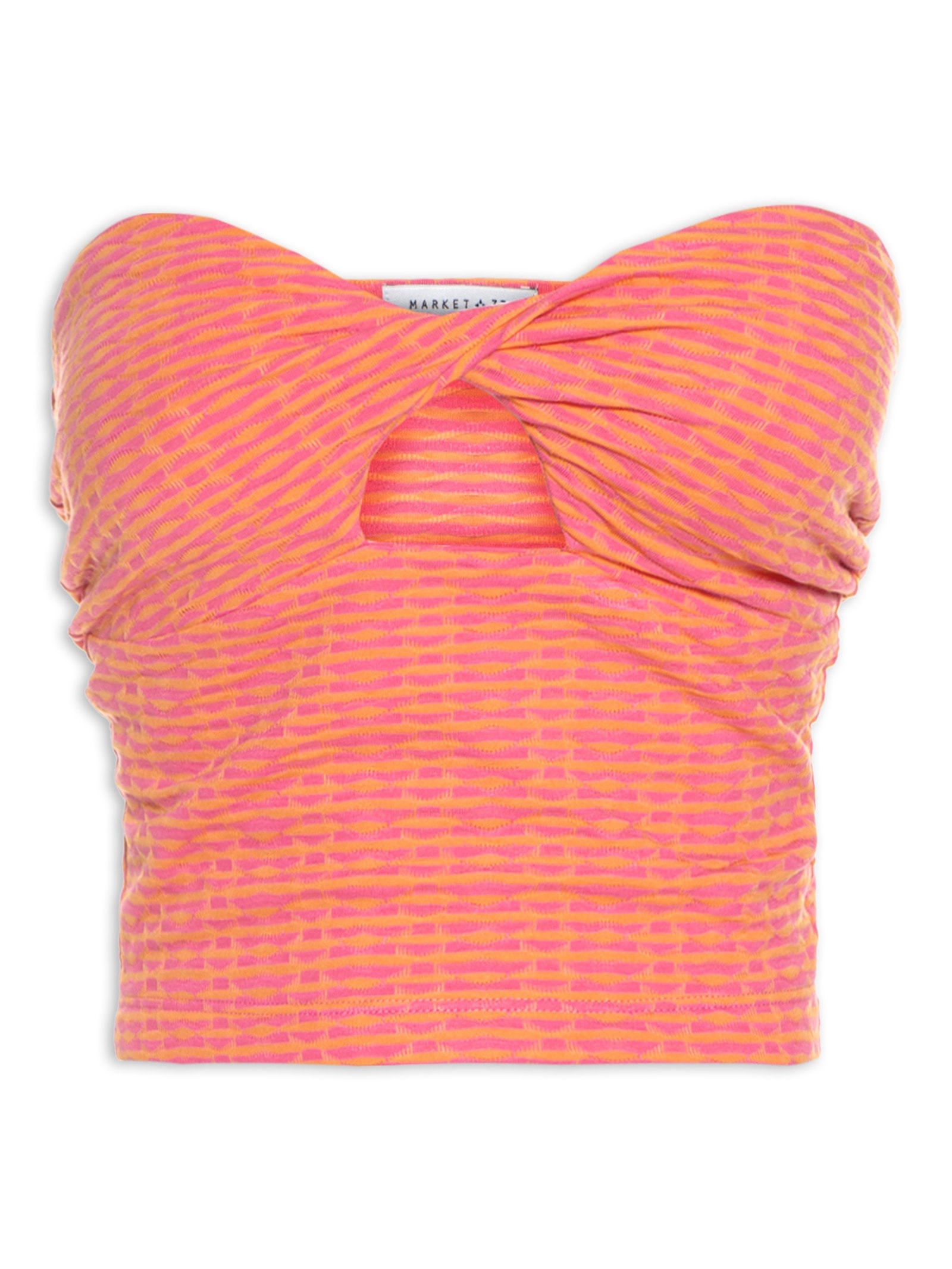 Top Cropped Busto Torcido Rosa Market 33