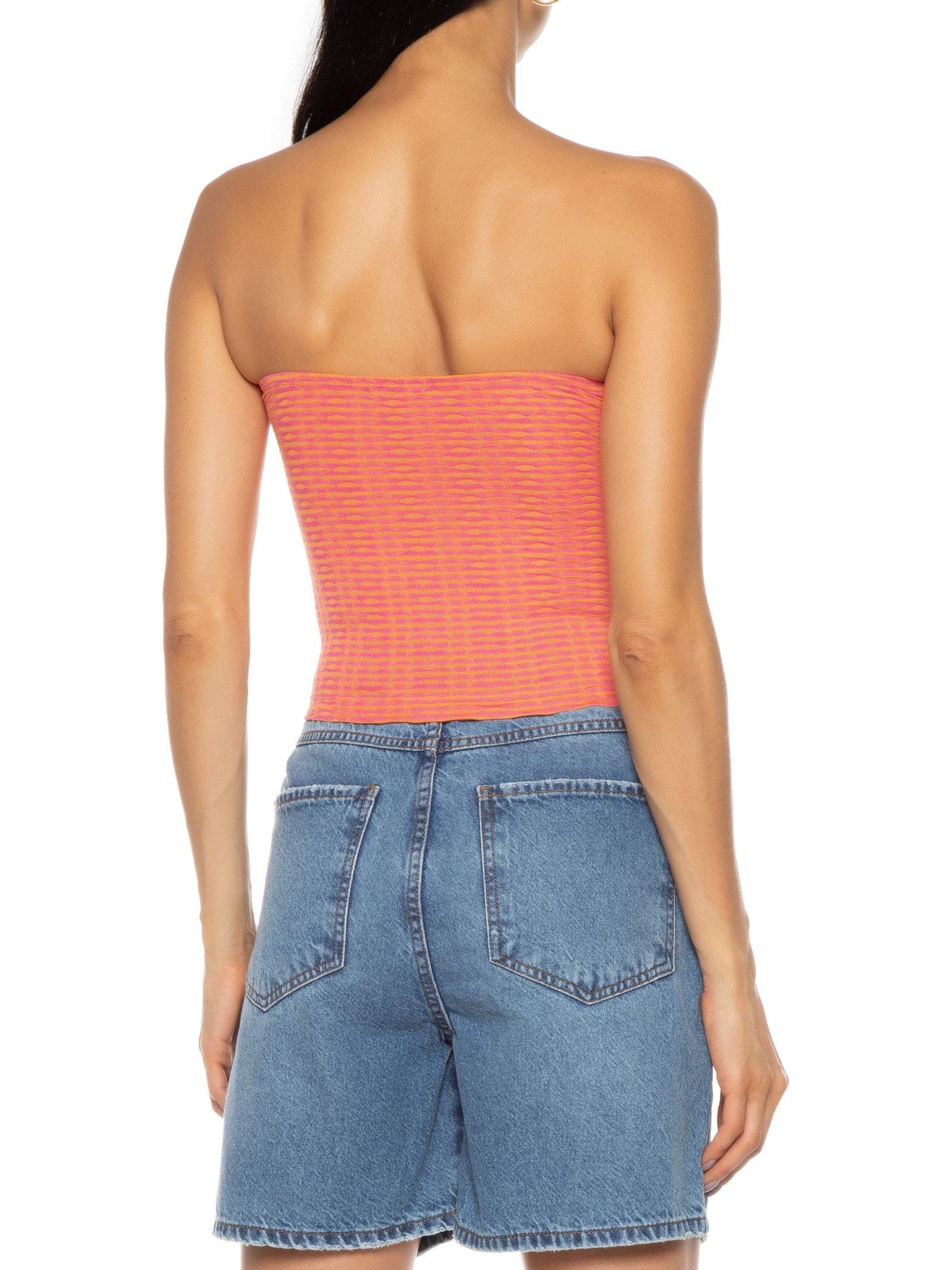 Top Cropped Busto Torcido Rosa Market 33