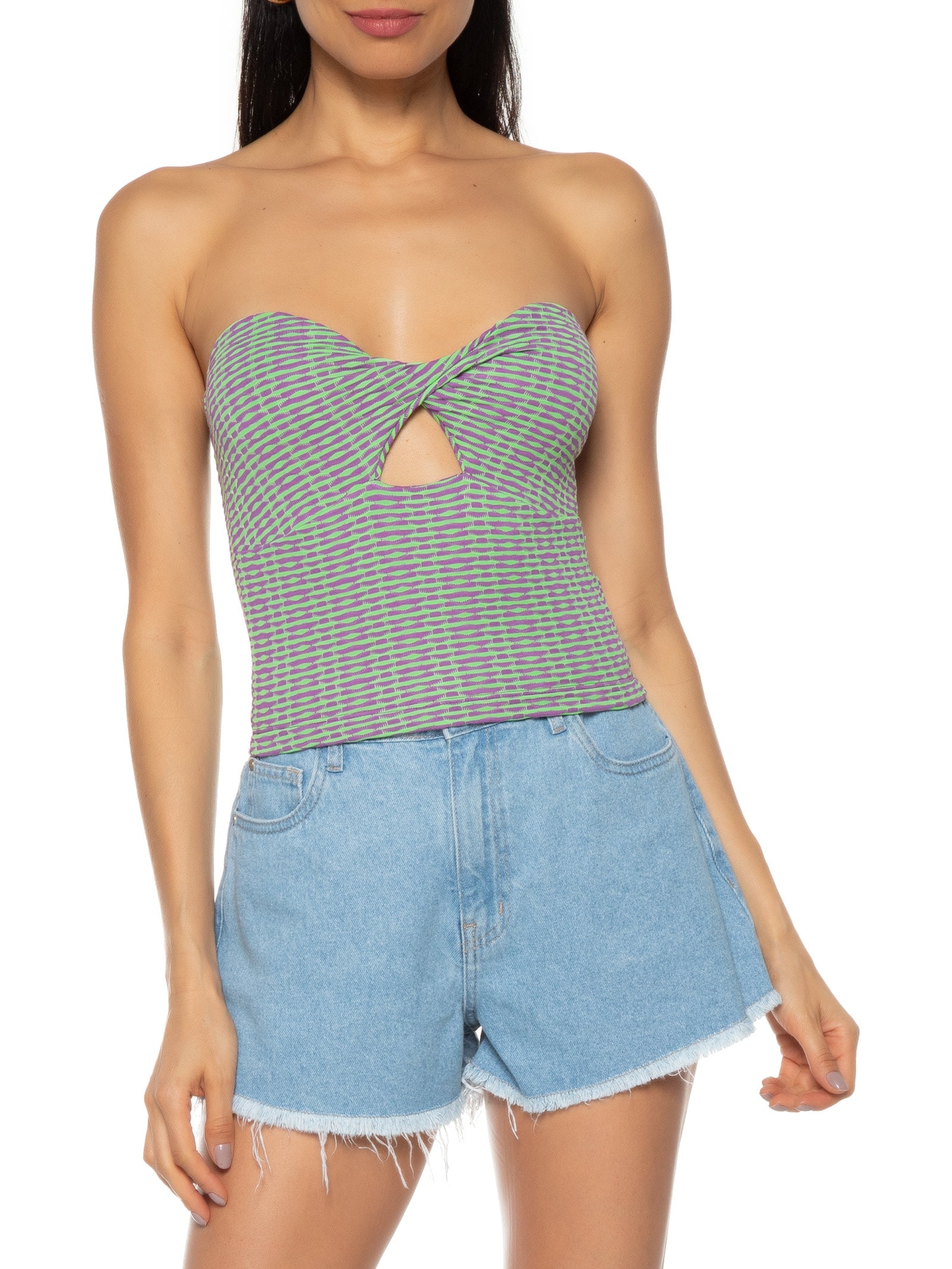 Top Cropped Busto Torcido Roxo Market 33