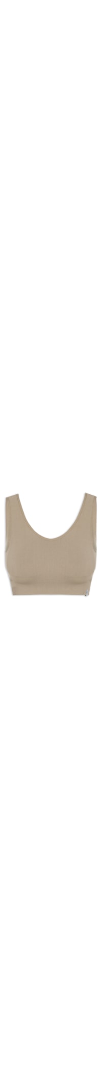 Top Cropped Canelado Decote Redondo - Bege