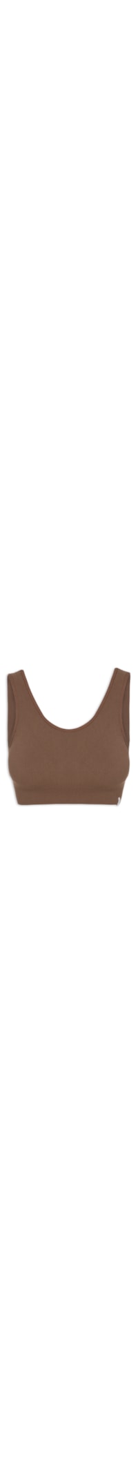 Top Cropped Canelado Decote Redondo - Marrom