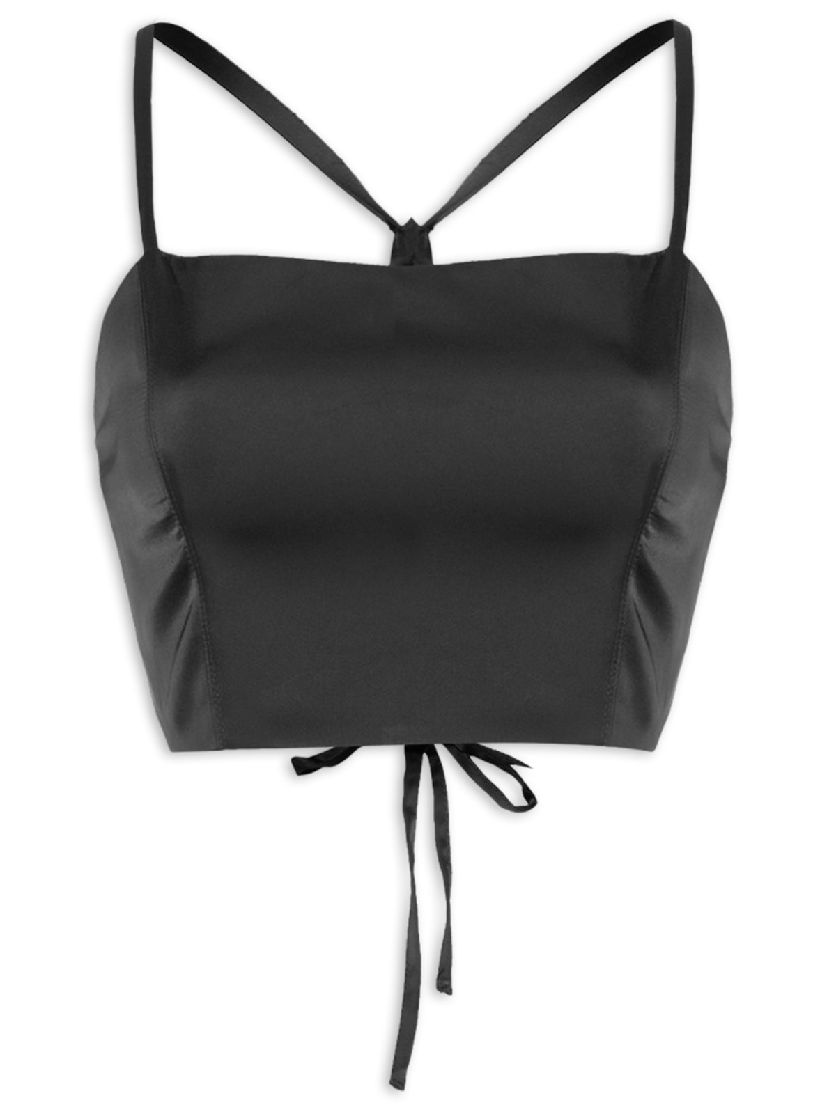 Vista 2 Top Cropped Cetim Fluid PRETO PRETO