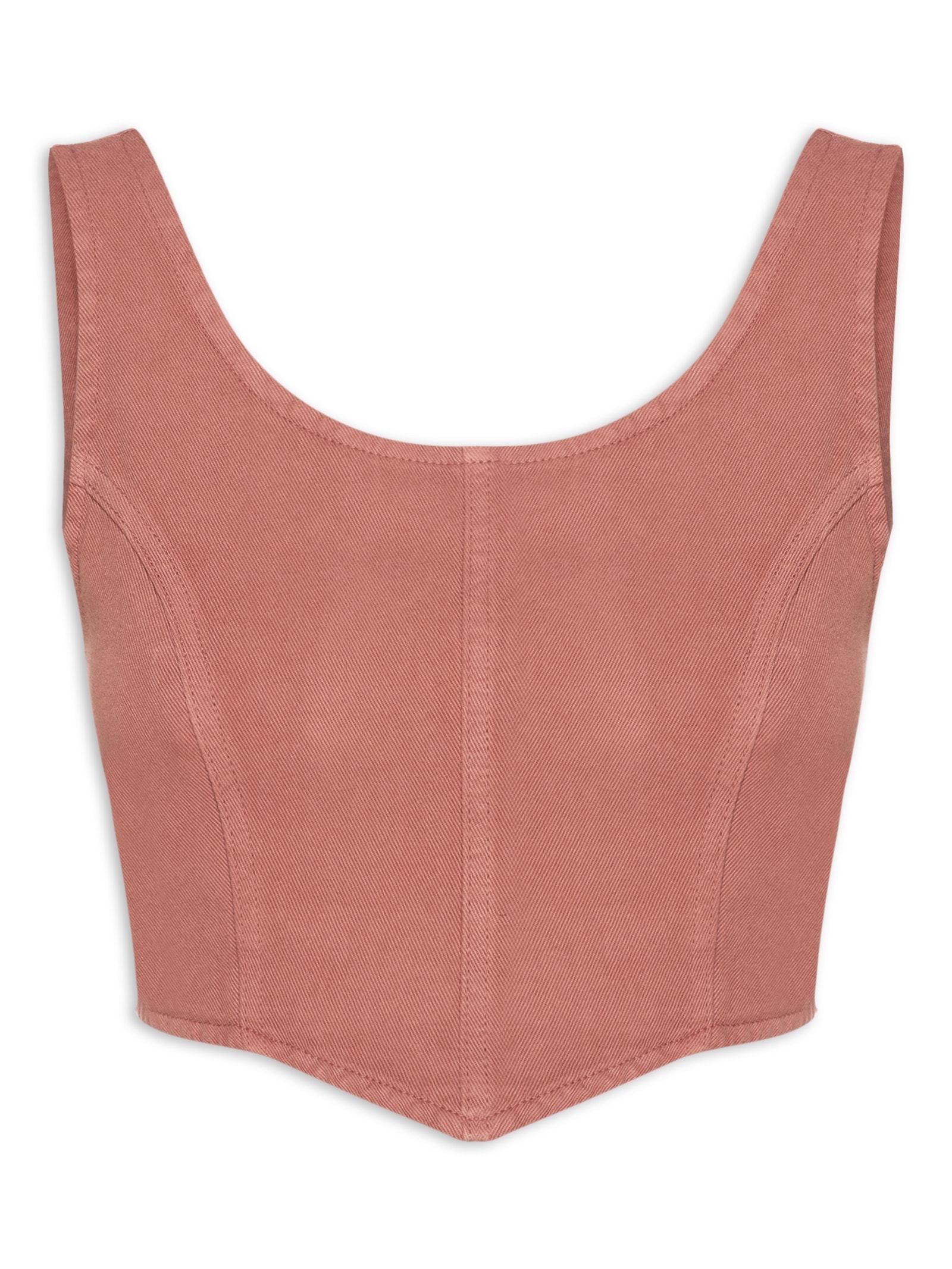 Top Cropped Com Ponta Sarja Marrom Cacay