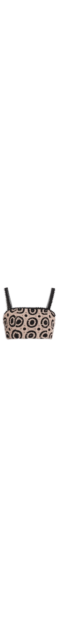 Top Cropped Com Renda - Preto