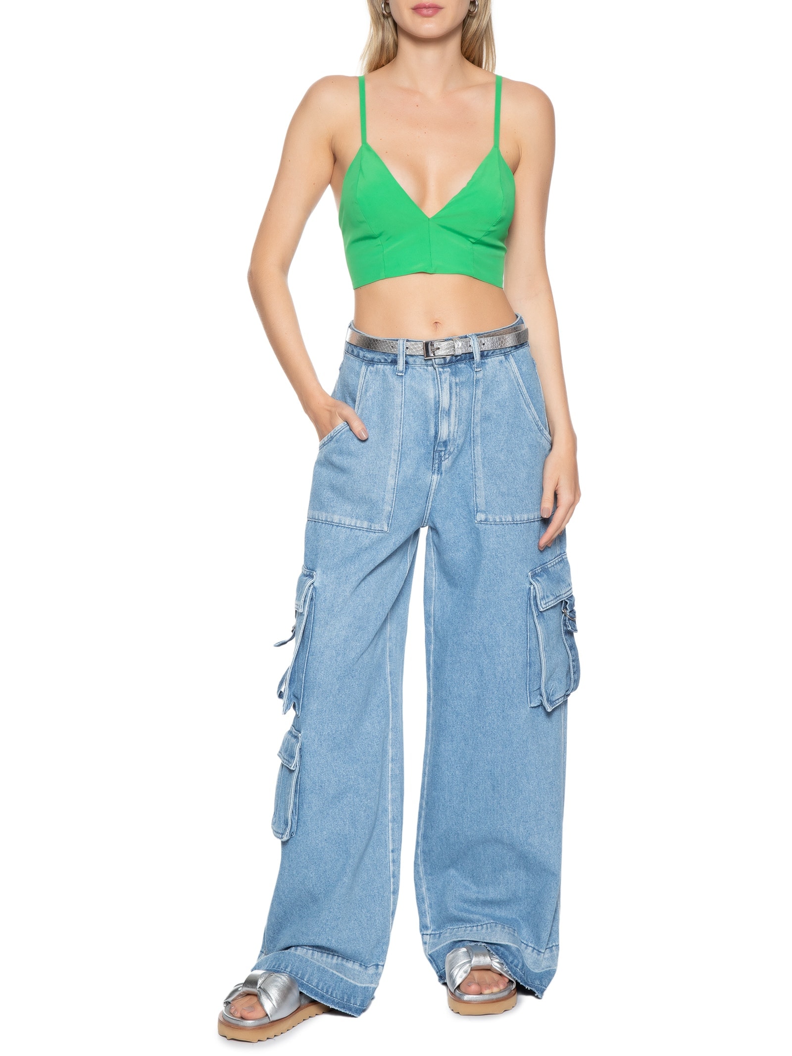 Top Cropped Cortininha Verde Market 33