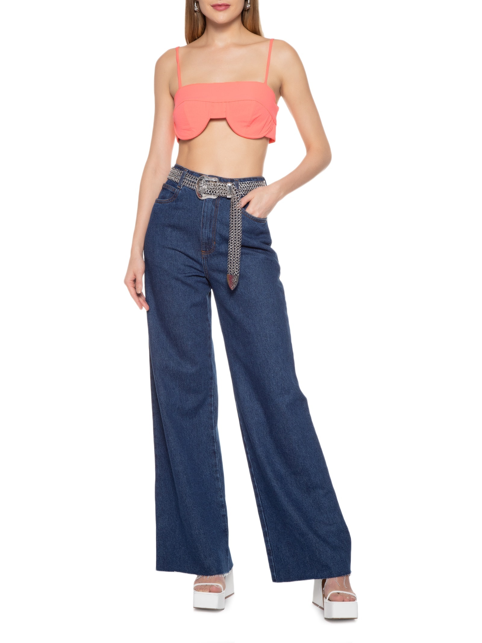 Top Cropped De Alças Laranja Lança Perfume