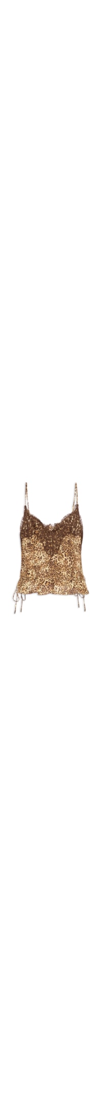 Top Cropped De Seda Estampa Onça Classic Detalhe De Renda - Animal Print