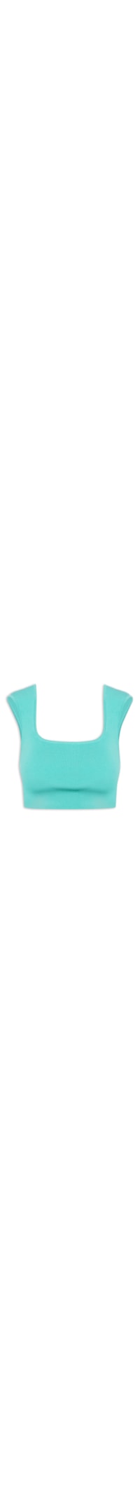 Top Cropped Decote Quadrado Tricot - Verde