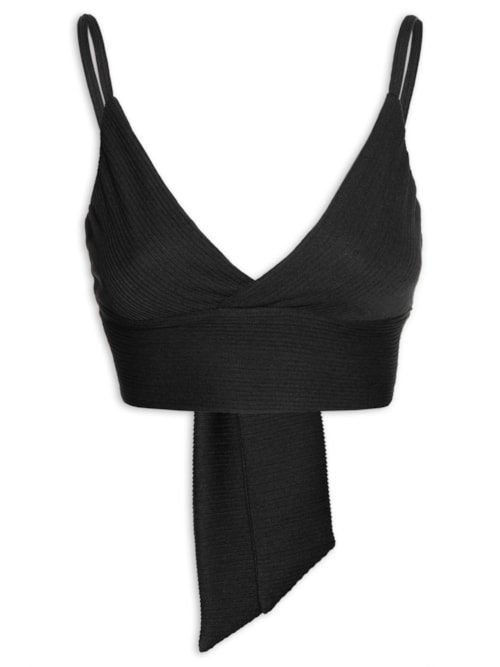 Top Cropped Decote Transpassado – Preto