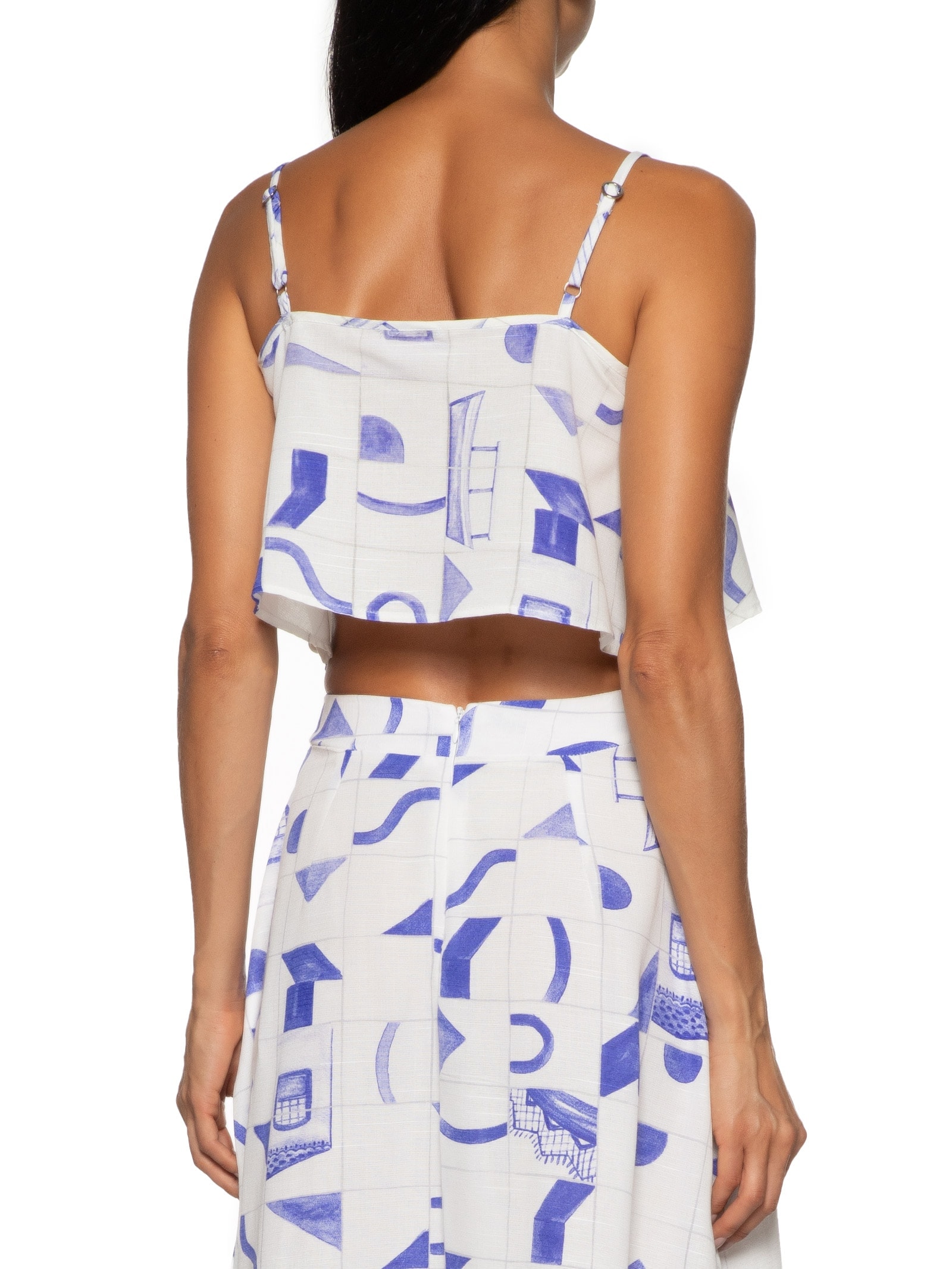 Top Cropped Detalhe Ponteiras Lateral Azul Cacay
