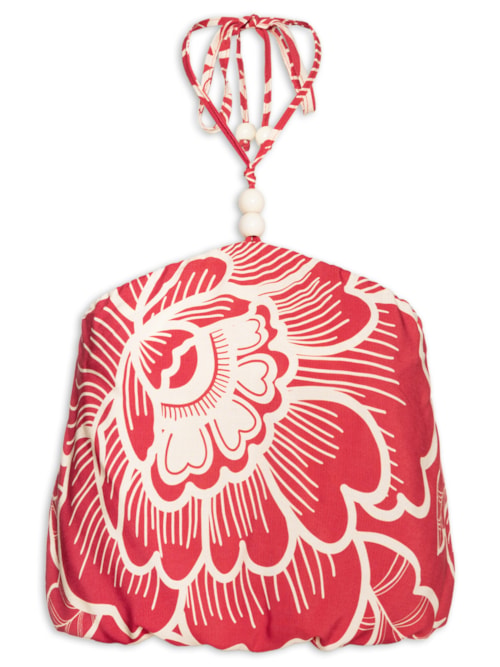 Top Cropped Elástico Detalhe Contas - Vermelho
