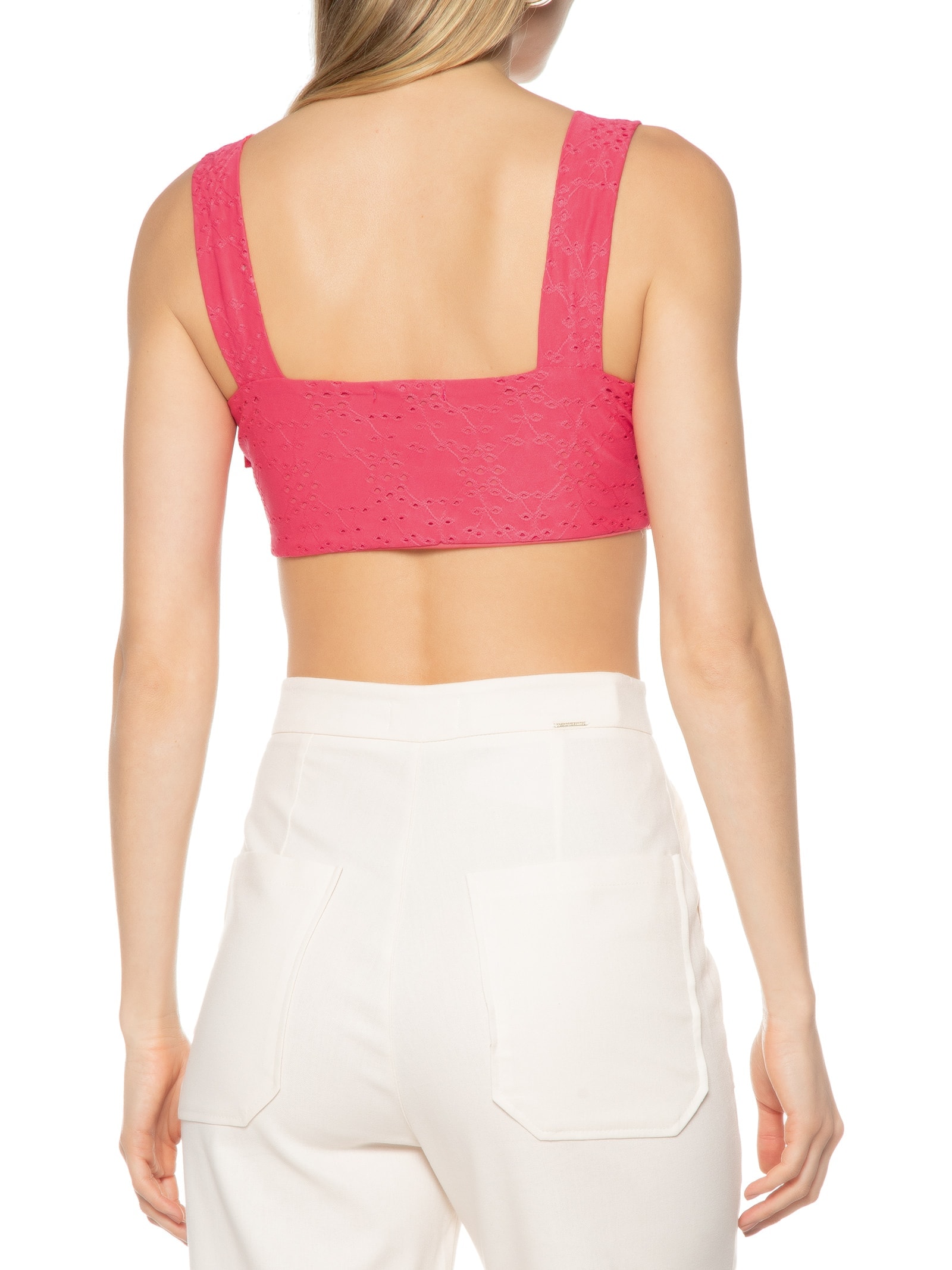 Top Cropped Feminino Malha Laise Rosa Market 33