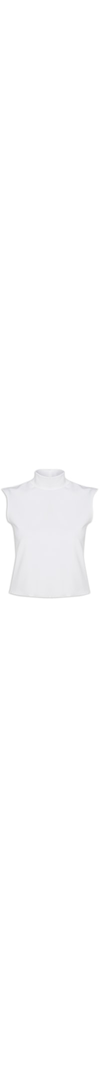 Top Cropped Gola Alta Textura - Branco