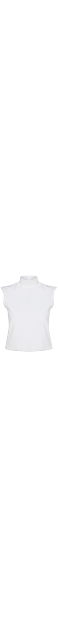 Top Cropped Gola Alta Textura - Branco