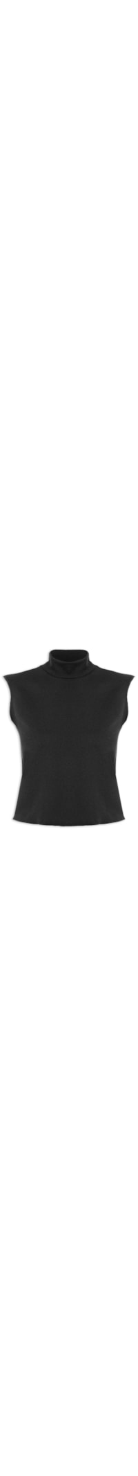 Top Cropped Gola Alta Textura - Preto