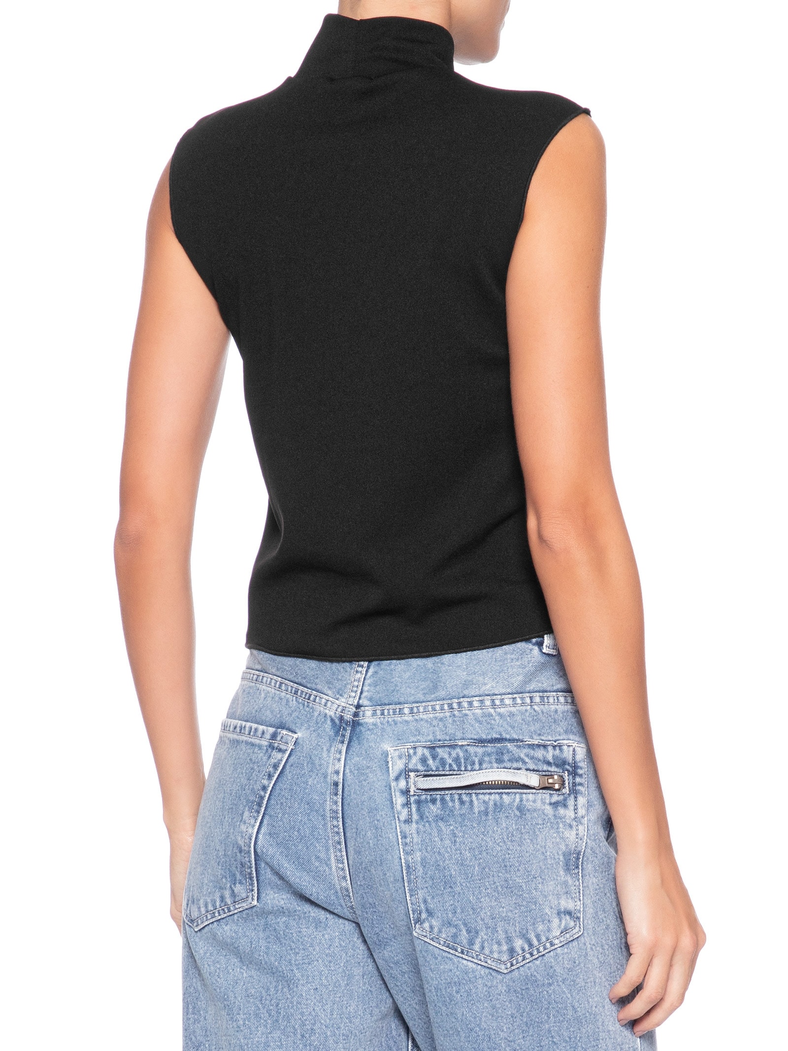Top Cropped Gola Alta Textura Preto Osklen