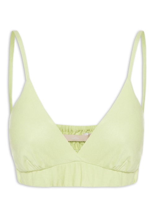 Top Cropped Linho Decote V – Verde