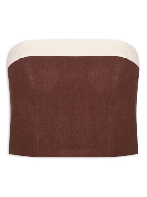 Top Cropped Linho – Marrom