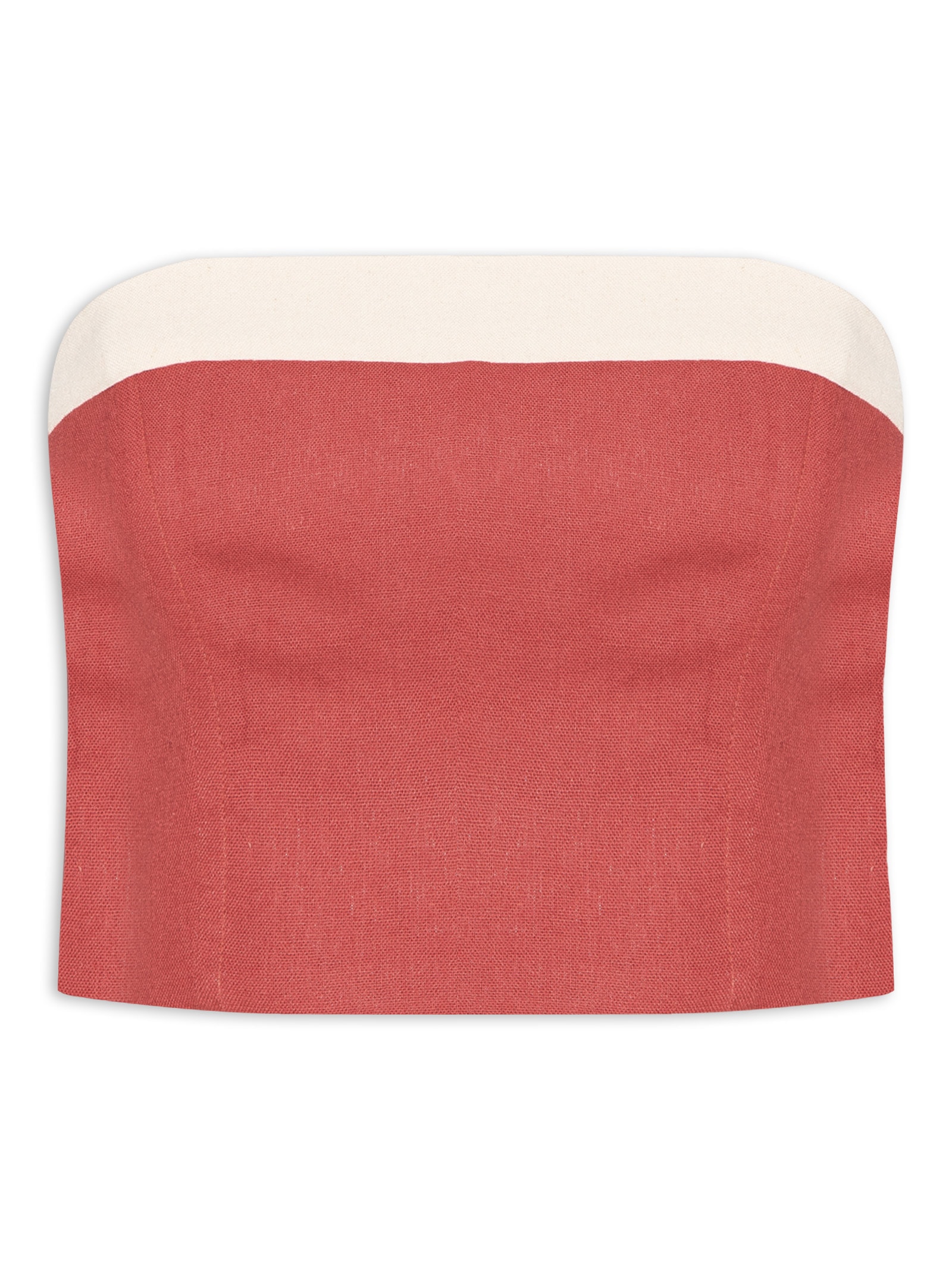 Top Cropped Linho Vermelho Dress To