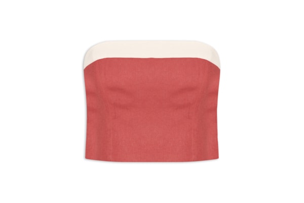 Top Cropped Linho - Vermelho