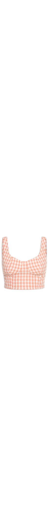 Top Cropped Linho Vichy Lurex - Laranja