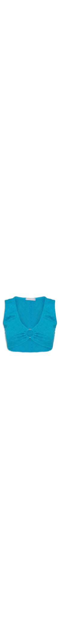 Top Cropped Malha Tricot Aviamento Metal - Azul