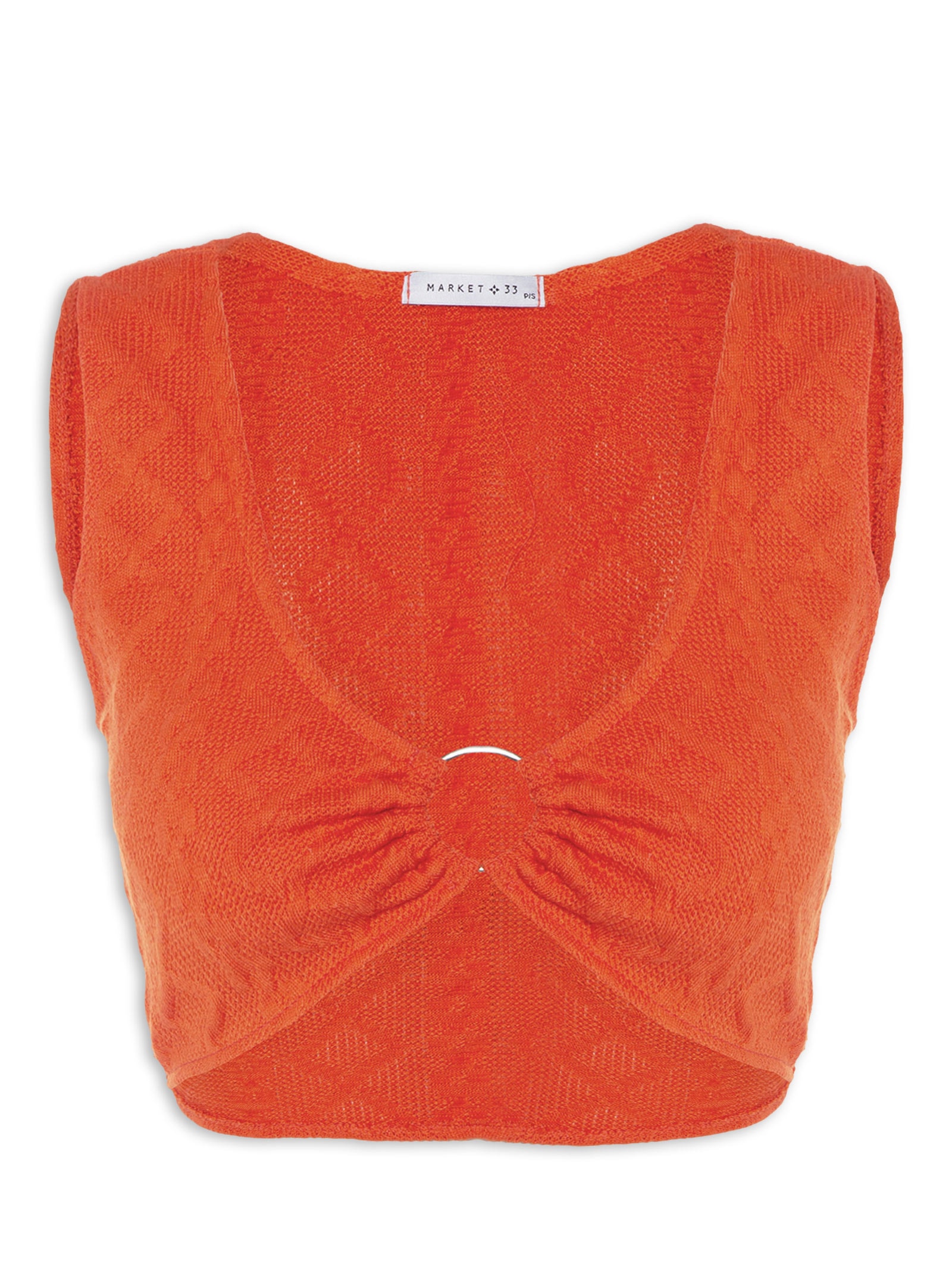 Top Cropped Malha Tricot Aviamento Metal Laranja Market 33