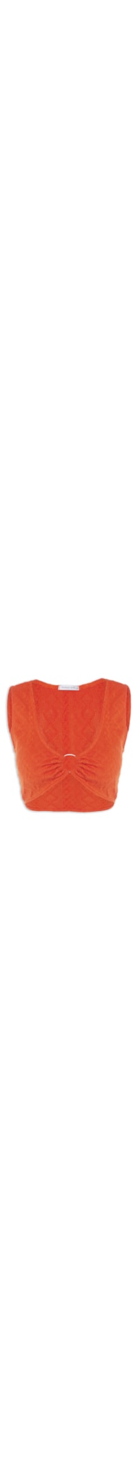 Top Cropped Malha Tricot Aviamento Metal - Laranja