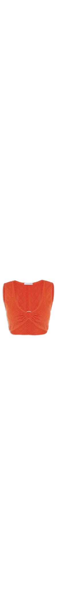 Top Cropped Malha Tricot Aviamento Metal - Laranja