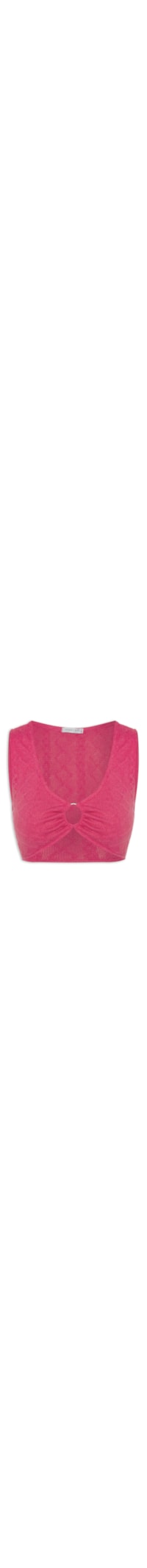 Top Cropped Malha Tricot Aviamento Metal - Rosa