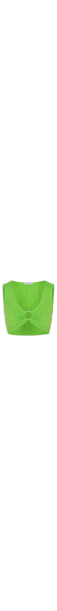 Top Cropped Malha Tricot Aviamento Metal - Verde