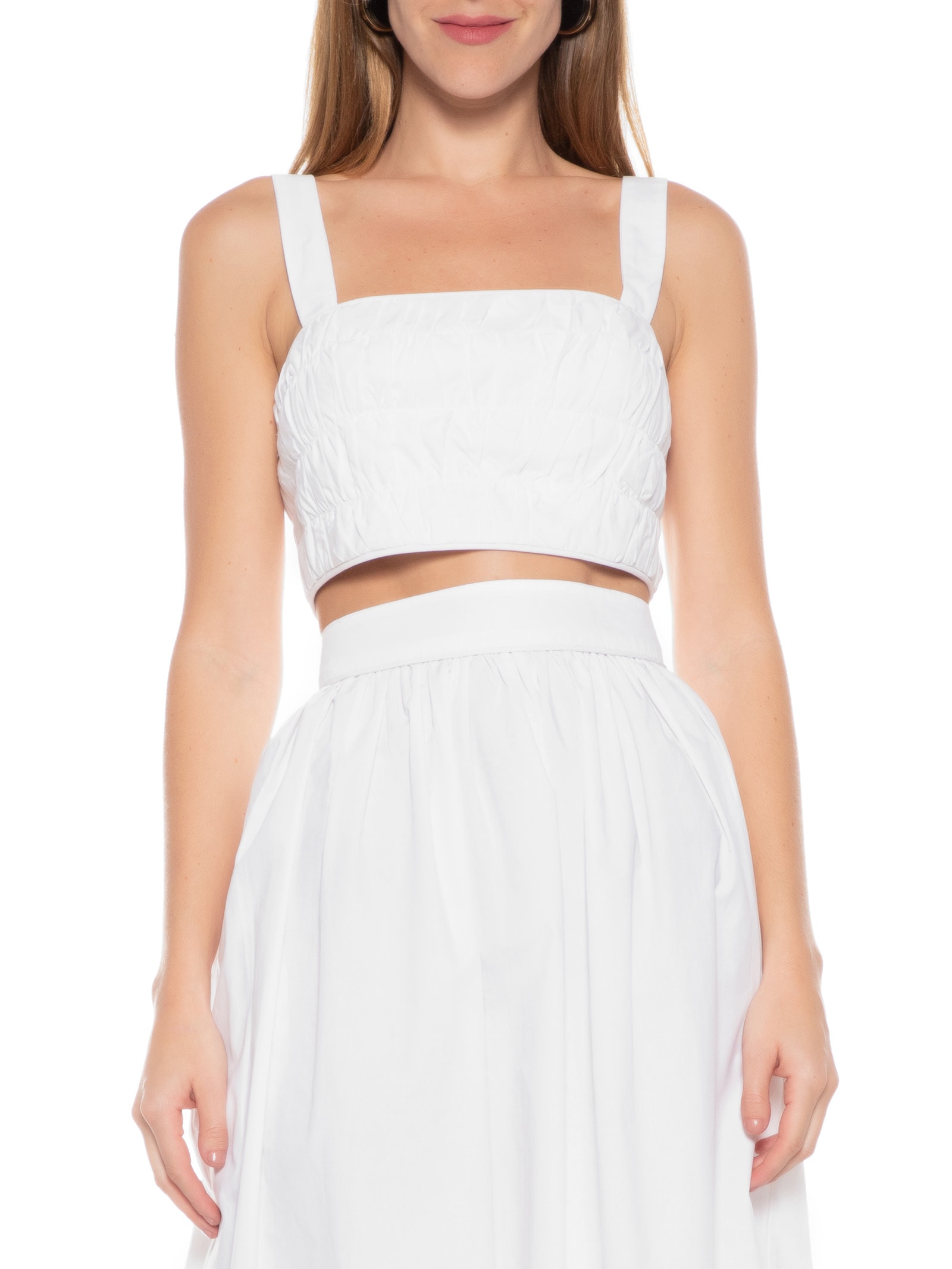Top Cropped Pespontos Branco Animale