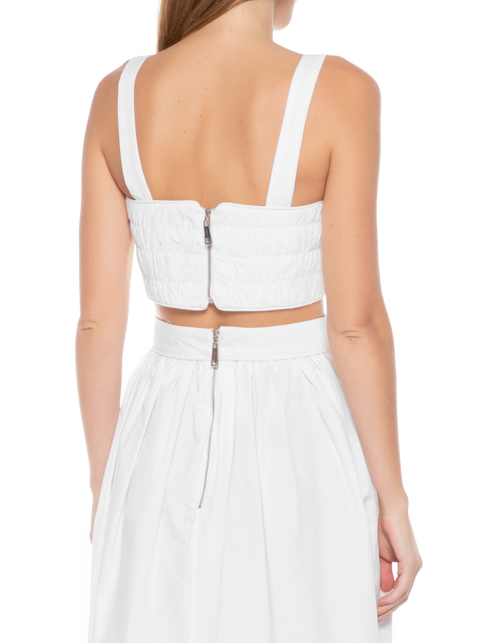 Top Cropped Pespontos Branco Animale