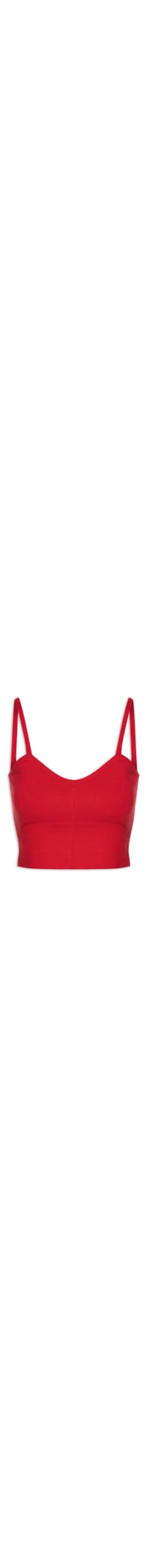Top Cropped Sem Manga Em Tricot - Vermelho
