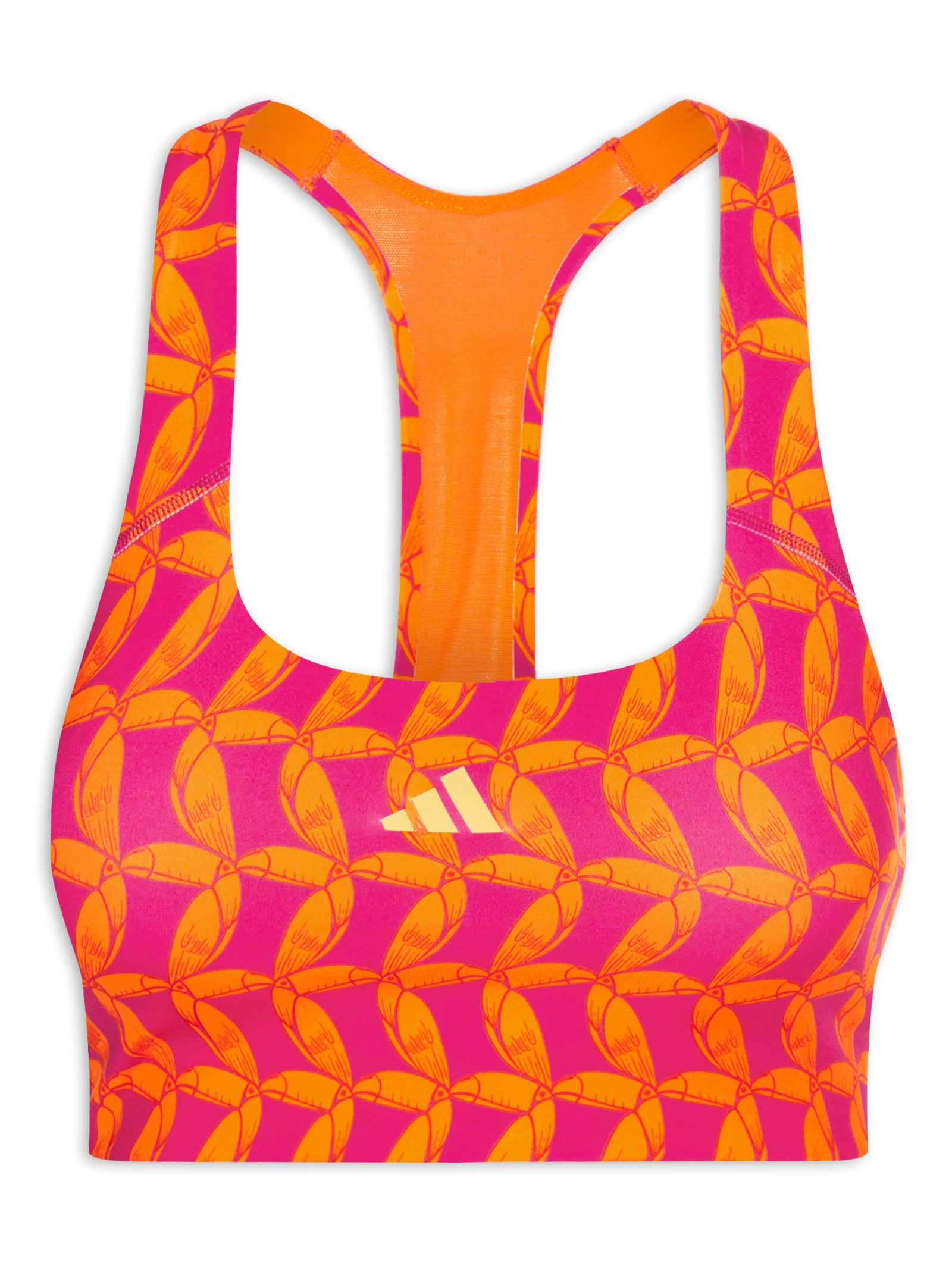 Top Cropped Suporte Médio Laranja  Adidas + Farm
