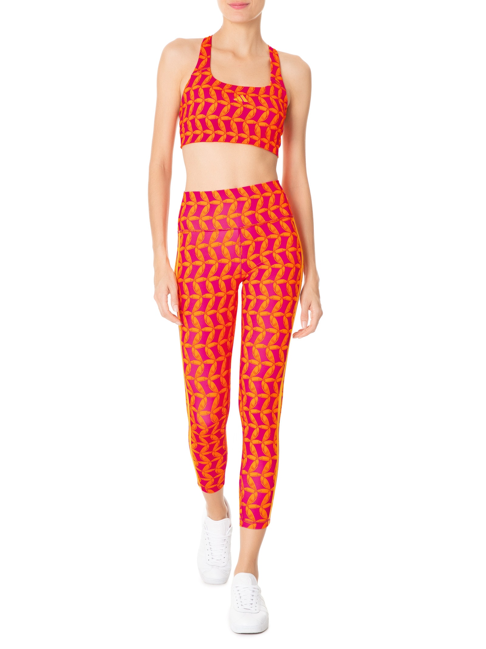 Top Cropped Suporte Médio Laranja  Adidas + Farm