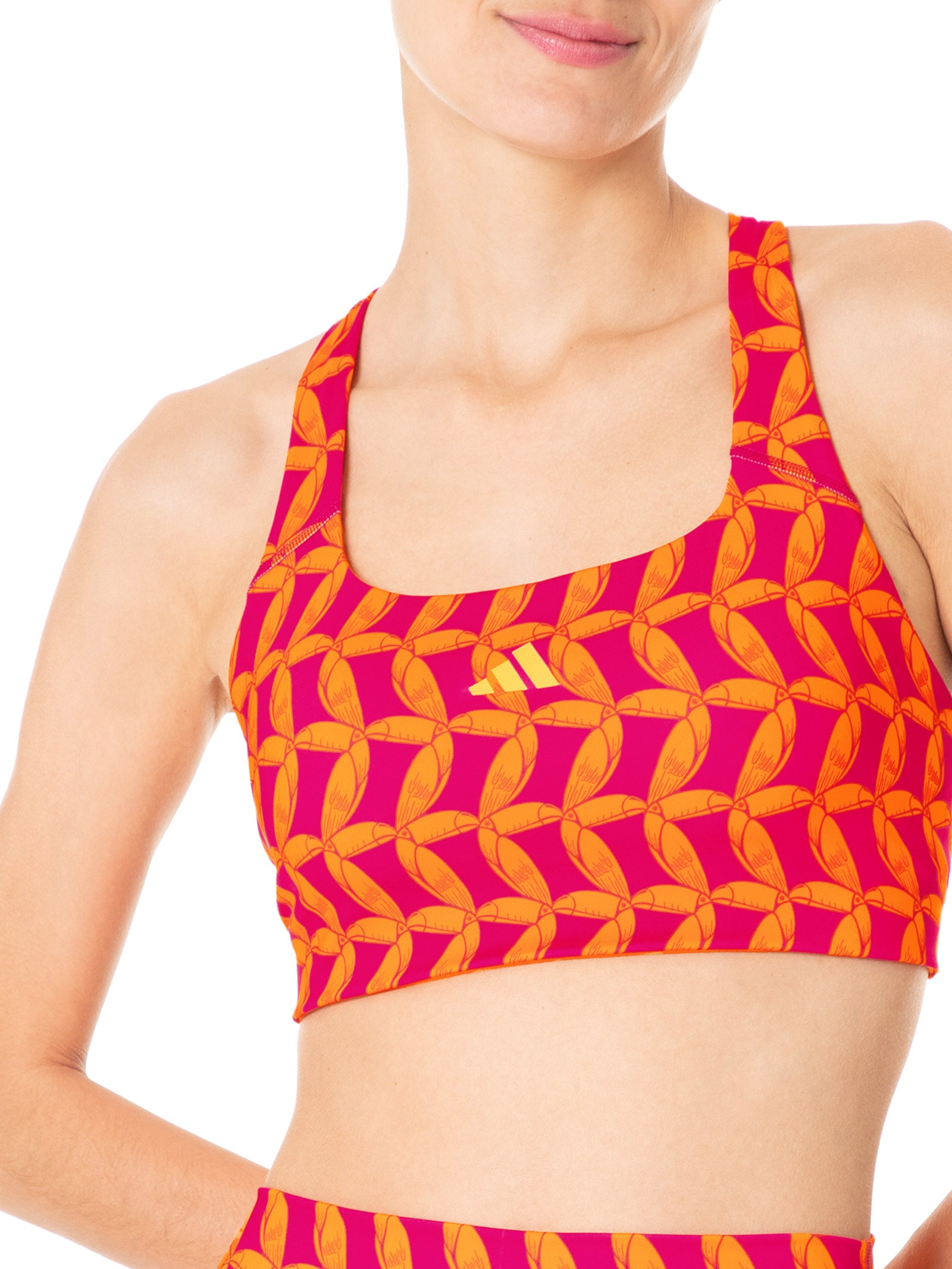 トップス tai Adidas + Farm - Top Cropped Suporte Médio - Laranja