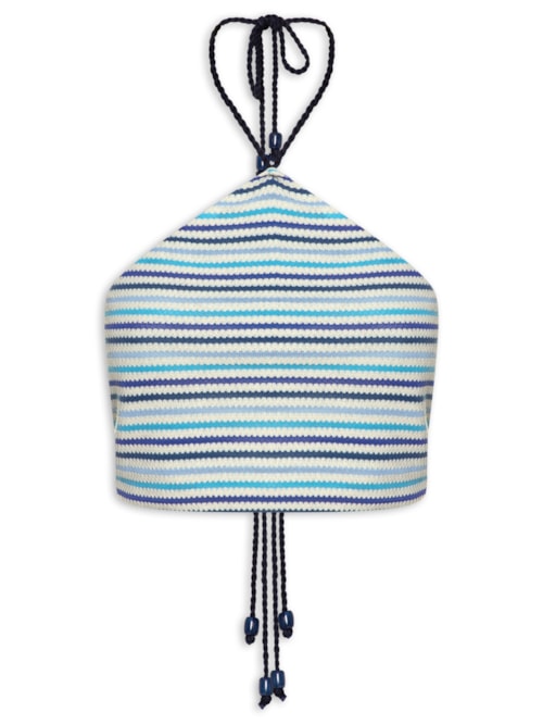 Top Cropped Tricot Color – Azul