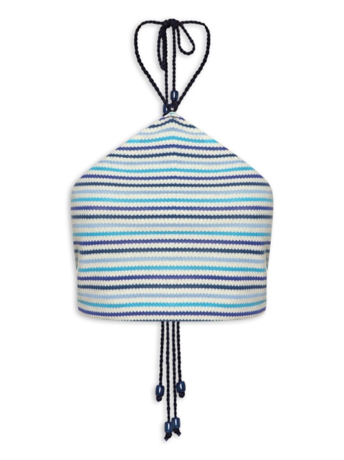 Top Cropped Tricot Color - Azul