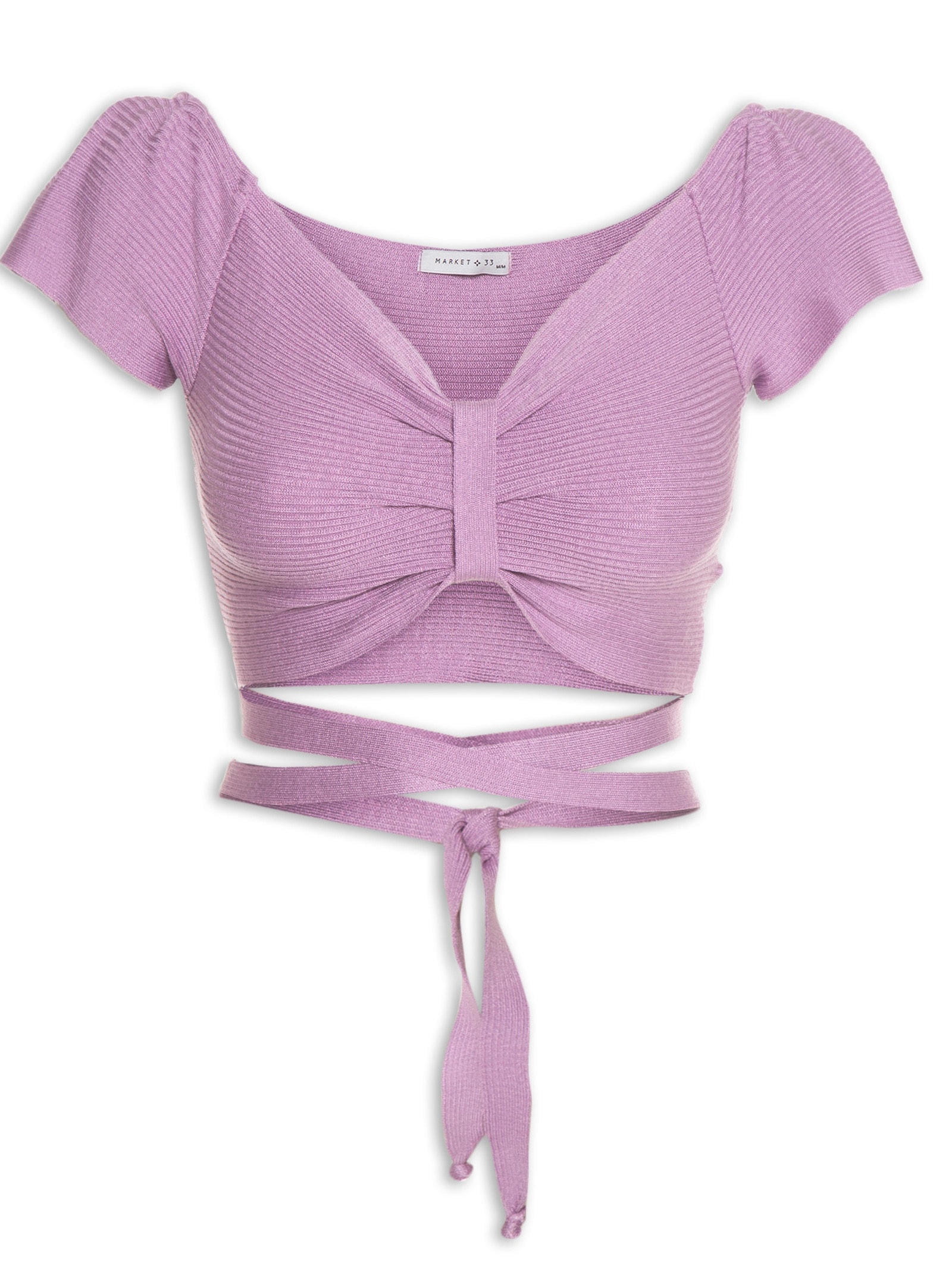 Top Cropped Tricot Laço Lilás Market 33