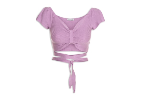Top Cropped Tricot Laço - Lilás