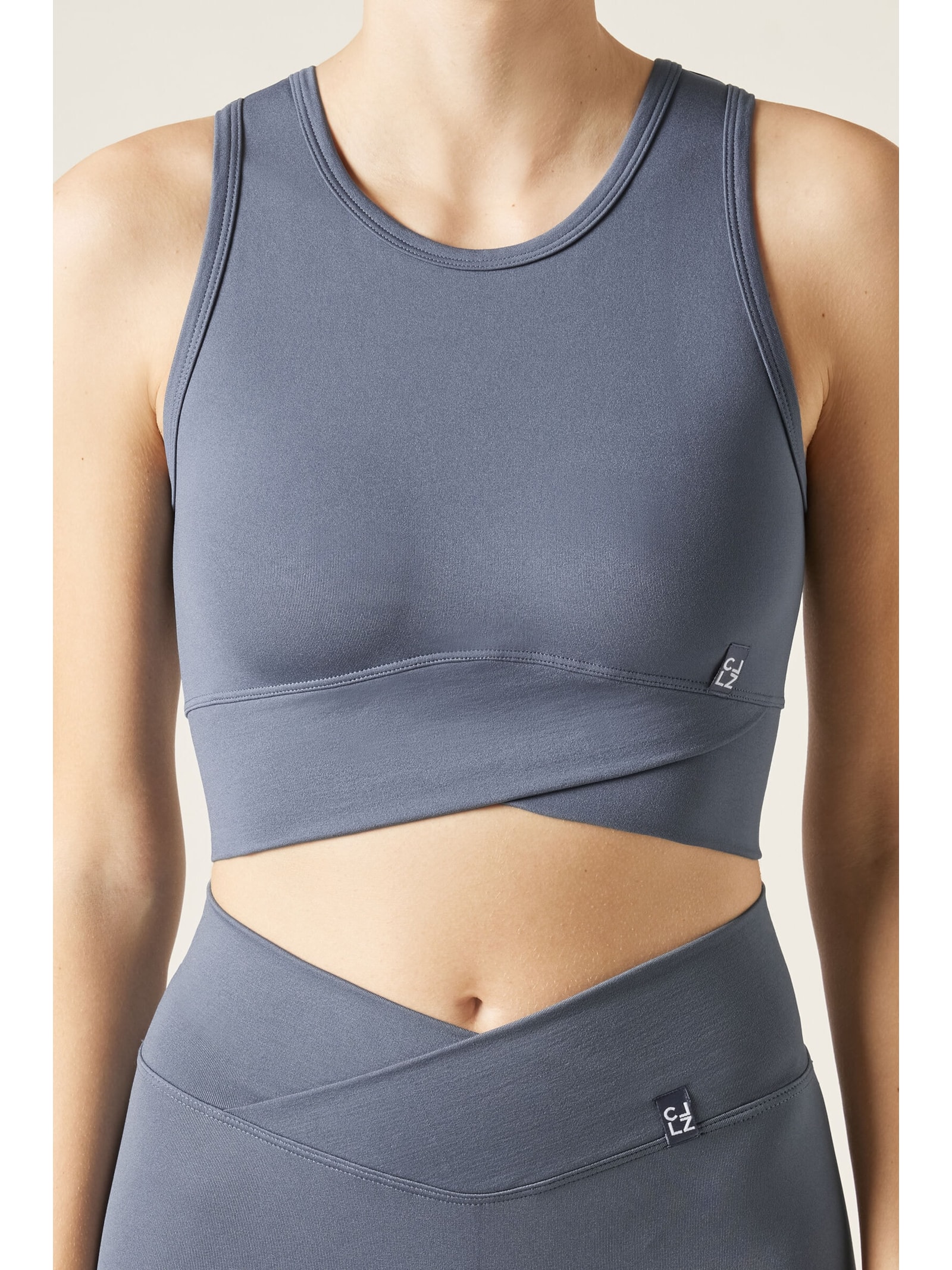 Top Cruzado Liso Azul Calzedonia