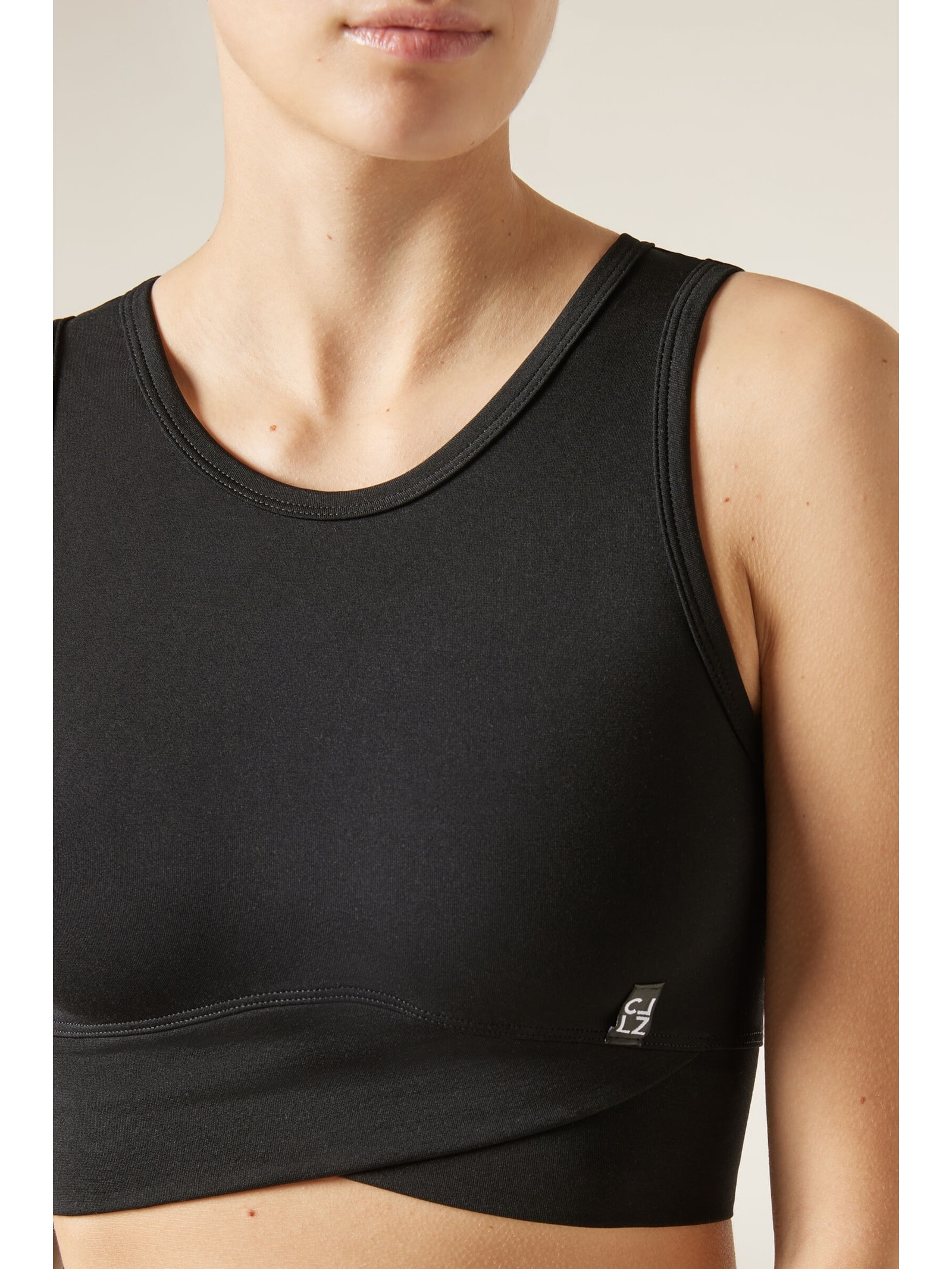 Top Cruzado Liso Preto Calzedonia