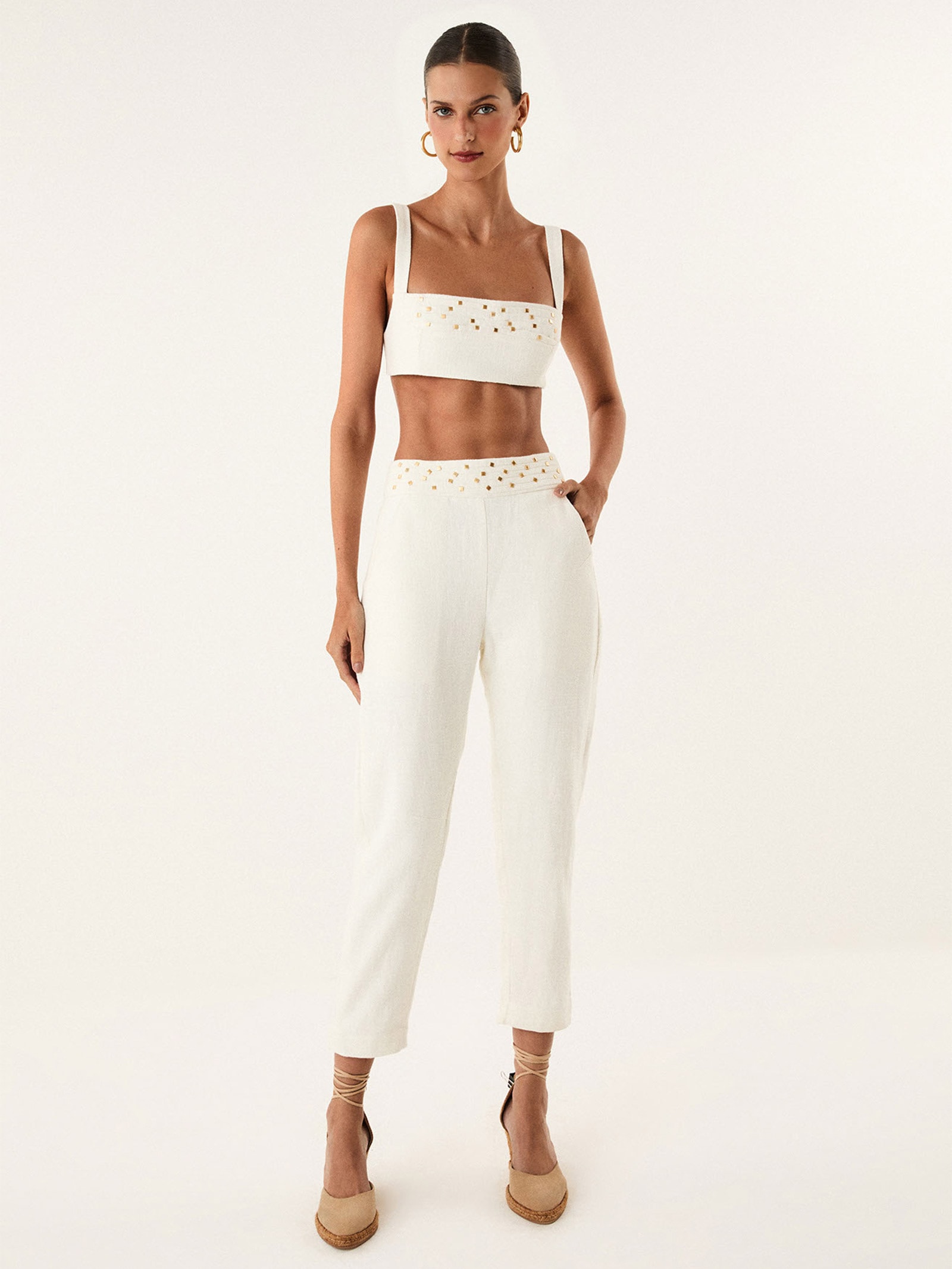 Top Curto Cleo Det Branco Vix